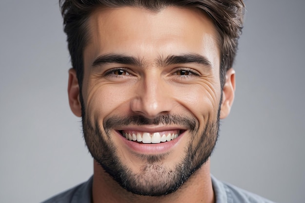 Un primer plano de un hombre guapo sonriendo