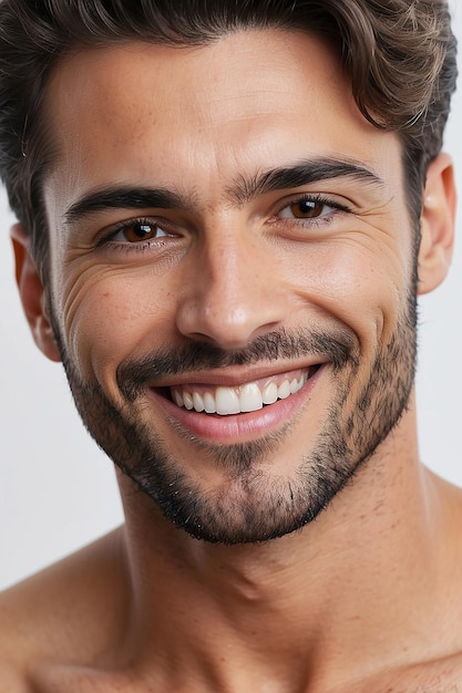 Un primer plano de un hombre guapo sonriendo