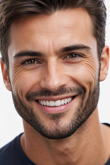 Un primer plano de un hombre guapo sonriendo