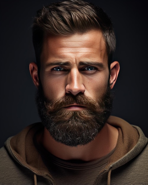 Primer plano de un hombre moderno y guapo con barba