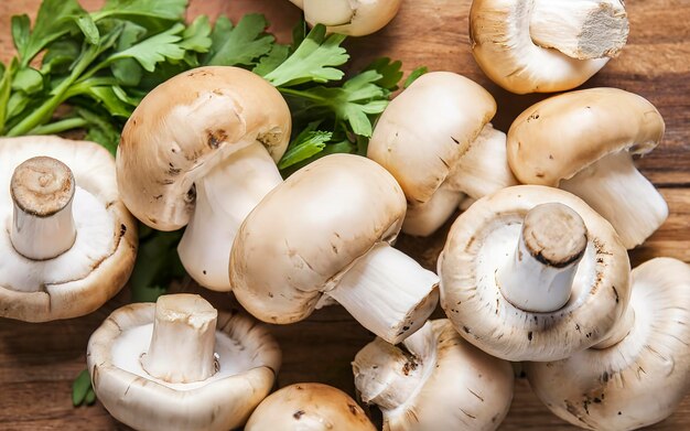 Un primer plano de un hongo champignon en una tabla de cortar