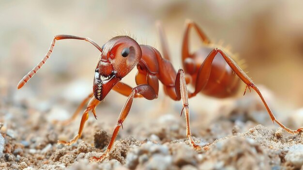 primer plano de la hormiga roja en la naturaleza