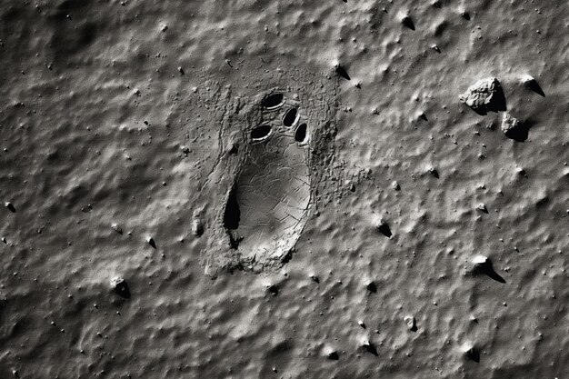 Foto un primer plano de una huella en la superficie de una luna ai generativa