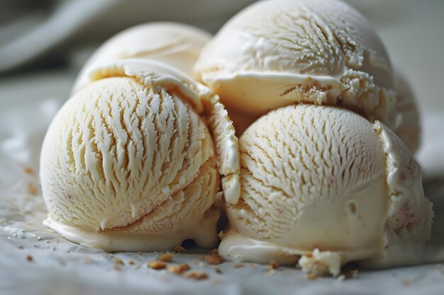 Foto un primer plano de la ia generativa de las cucharas de helado de vainilla