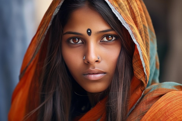 Foto primer plano de una ia generativa de una mujer india