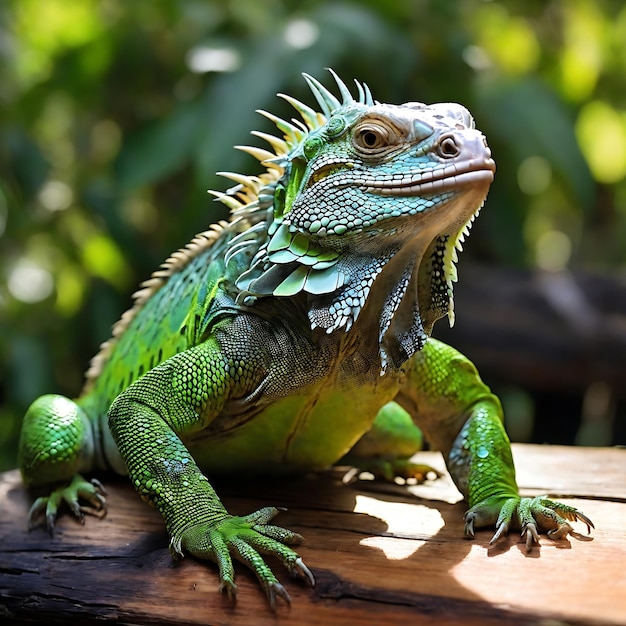 Un primer plano de una iguana verde viva