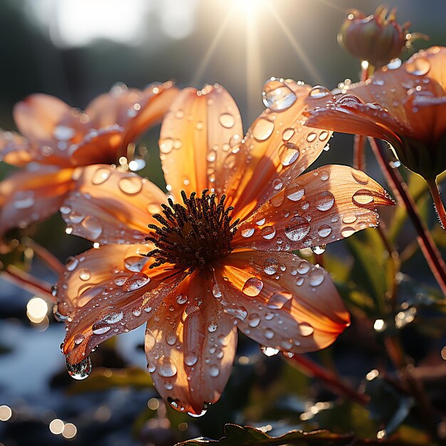 Primer plano iluminado por el sol de la flor galardonada