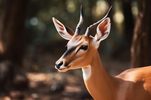 Un primer plano de un impala en el bosque