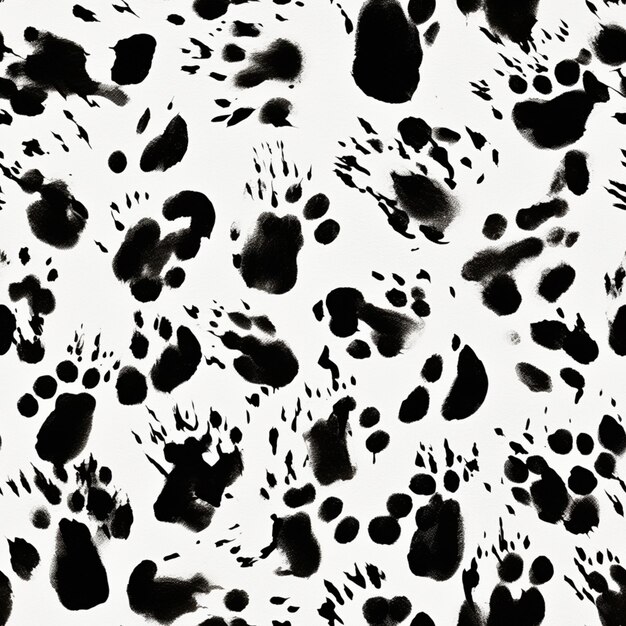 un primer plano de una impresión de animal en blanco y negro en un fondo blanco