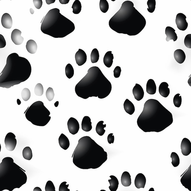 un primer plano de una impresión generativa de pata de perro en blanco y negro