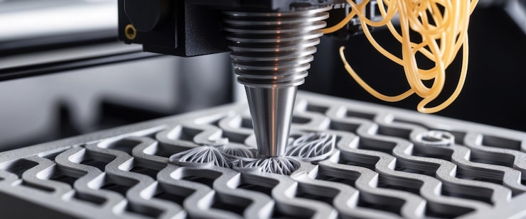 Foto primer plano de una impresora 3d de alta tecnología que crea diseños intrincados con precisión