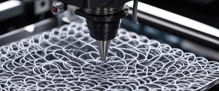 Foto primer plano de una impresora 3d de alta tecnología que crea diseños intrincados con precisión