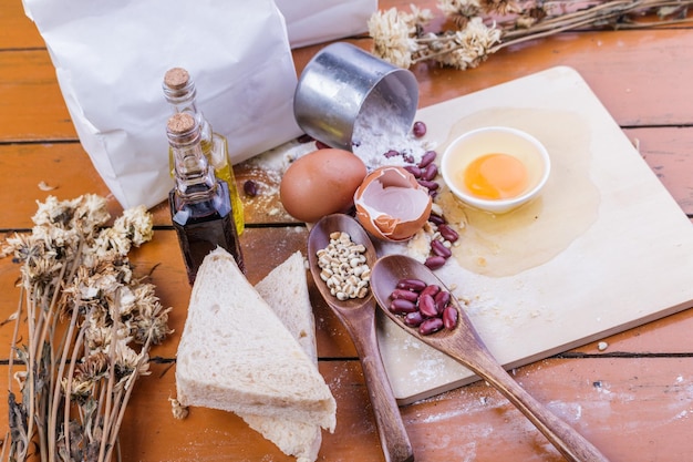 Foto primer plano de los ingredientes en la mesa