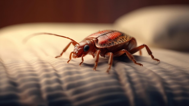 Primer plano del insecto en el colchón