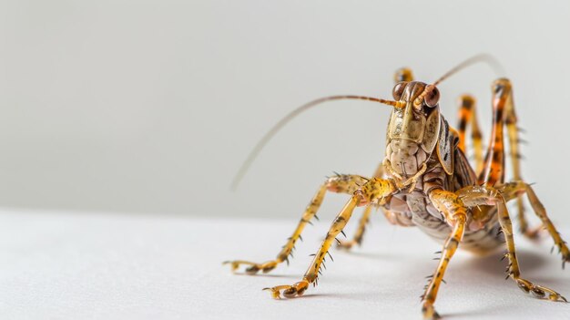 Primer plano de un insecto en una superficie blanca