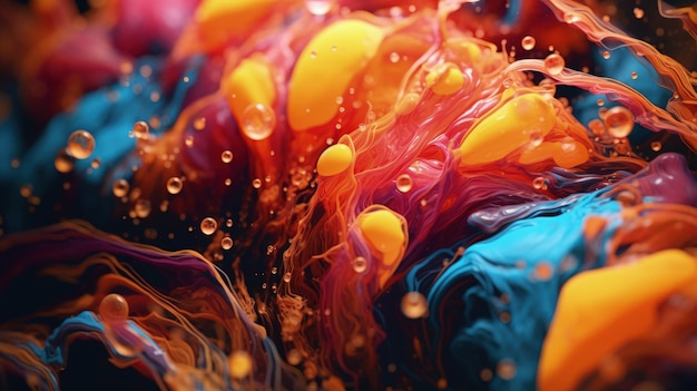 Un primer plano de intrincados patrones de tinta y coloridas texturas en el agua