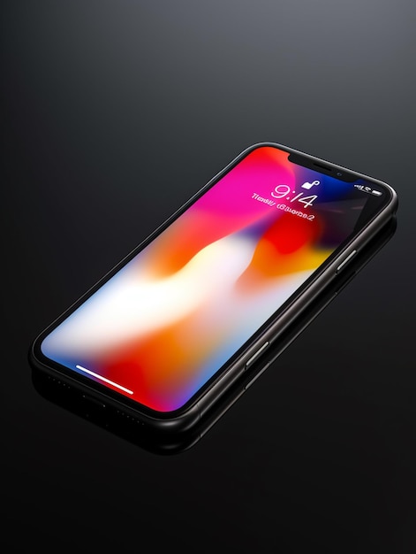 Un primer plano de un iphone x negro con un ai generativo de fondo borroso