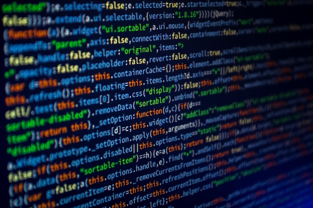 Primer plano de javascript en el monitor de la computadora