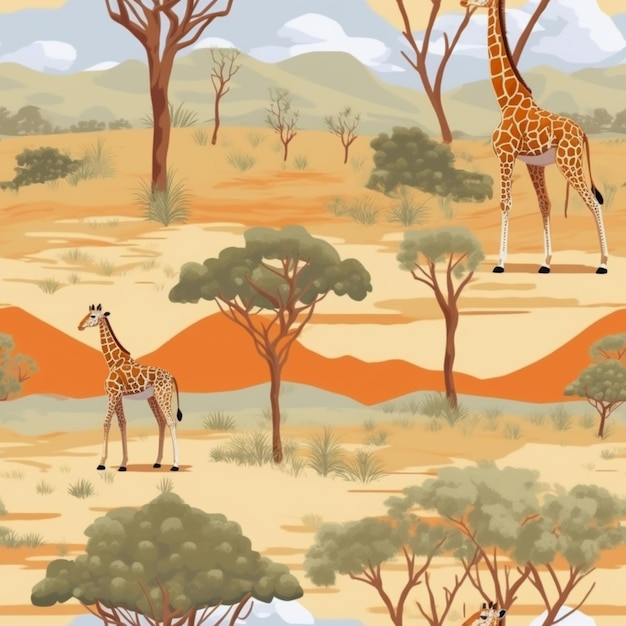 un primer plano de una jirafa y una cebra en un campo generativo ai
