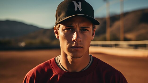 Foto un primer plano de un jugador de béisbol con un sombrero