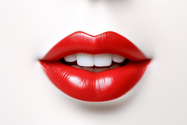 Un primer plano de los labios de una mujer con lápiz labial rojo