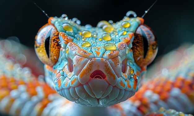 Un primer plano de un lagarto de colores con manchas naranjas y azules