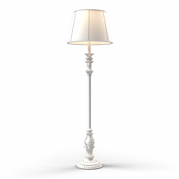 un primer plano de una lámpara en un fondo blanco con una sombra blanca generativa ai