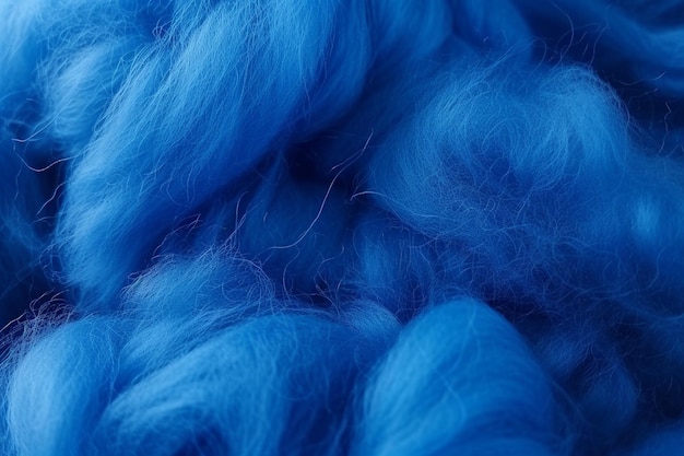 un primer plano de una lana azul