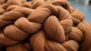 Foto primer plano de lana de merino de color marrón medio arte fiberpunk en el estilo caras ionut