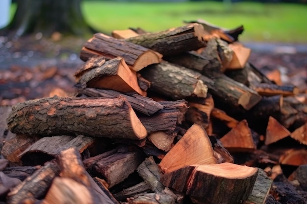 Primer plano de la leña para el ritual de caminar sobre el fuego