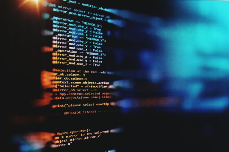 Foto primer plano del lenguaje informático en el monitor