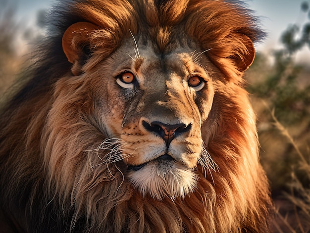 Primer plano del león africano Ai Generativo