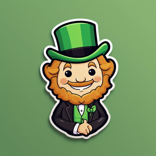 un primer plano de un leprezi de dibujos animados con un sombrero verde y una barba ai generativo