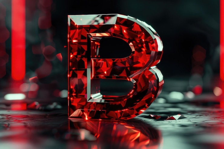 Foto un primer plano de la letra b compuesta de pequeños diamantes rojos