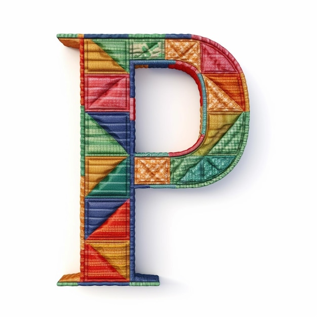Foto un primer plano de una letra colorida p en un fondo blanco generativo ai
