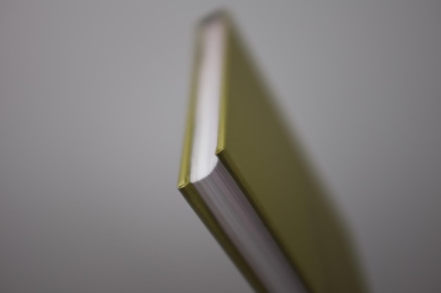 Primer plano del libro contra un fondo gris