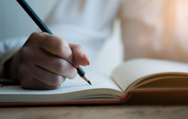 Primer plano de un libro en la mano