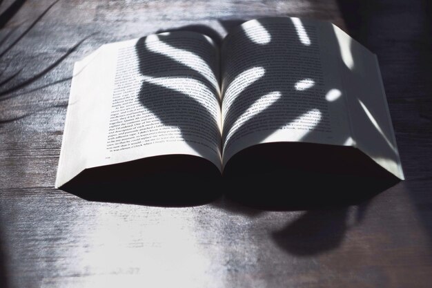 Primer plano del libro en la mesa