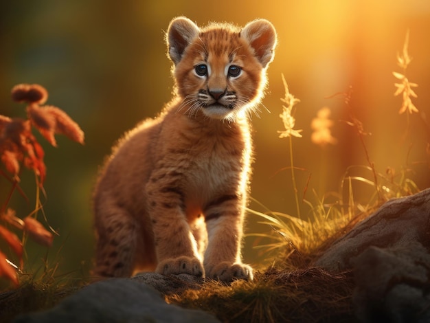 Primer plano de un lindo cachorro de puma