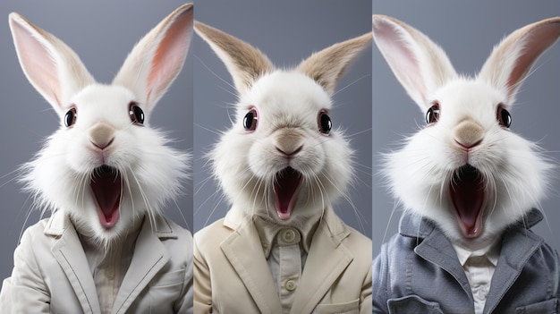 Primer plano de un lindo conejo de moda