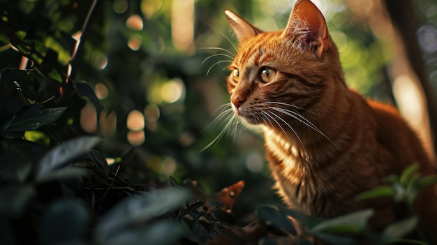 Un primer plano de un lindo gato naranja