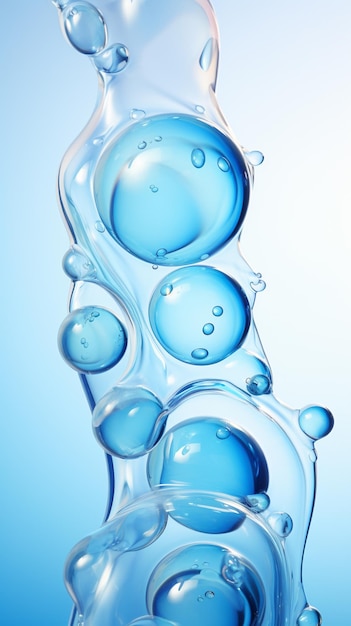 un primer plano de un líquido azul con burbujas en un fondo generativo azul ai