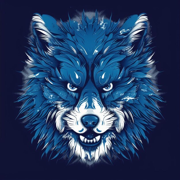 Foto un primer plano de un lobo azul con una cara blanca