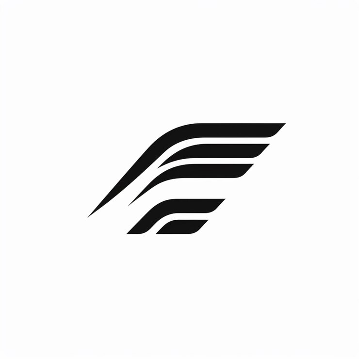 un primer plano de un logotipo en blanco y negro con una ala generativa ai