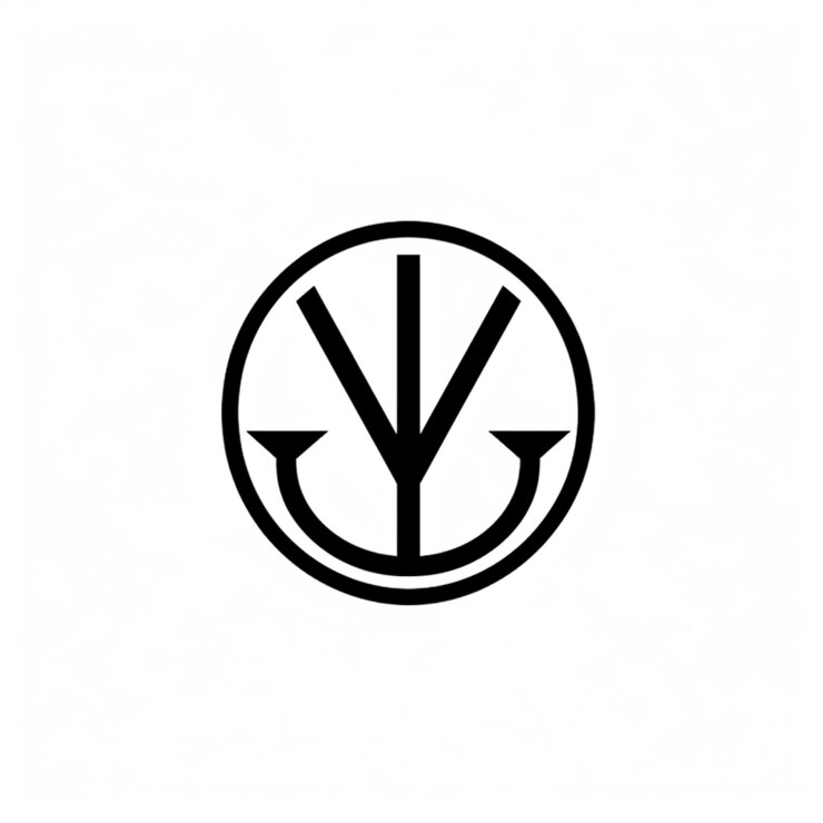 Foto un primer plano de un logotipo en blanco y negro con flechas generativas ai