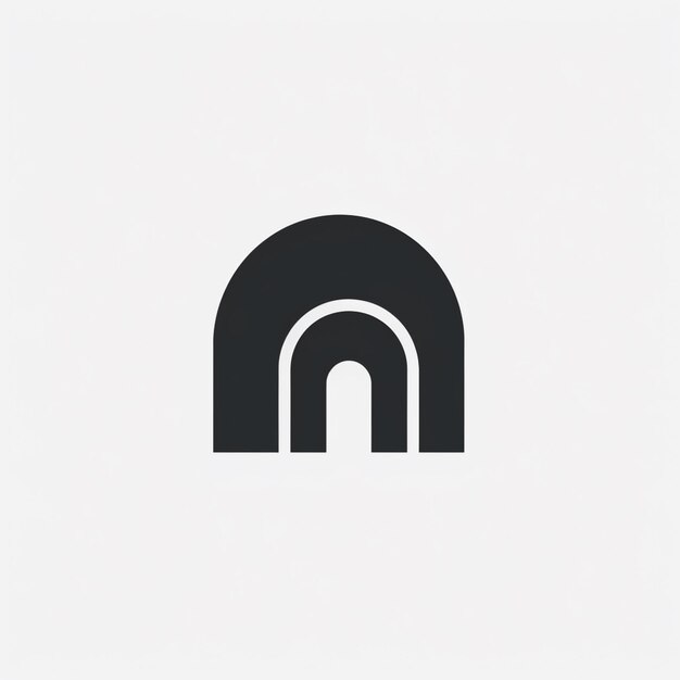 un primer plano de un logotipo en blanco y negro con un fondo blanco.
