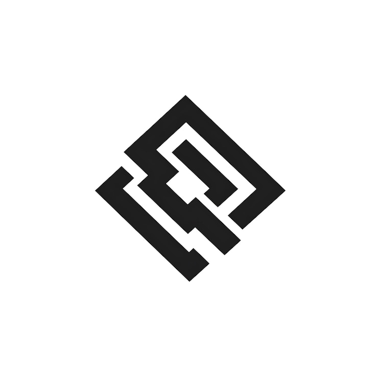 Foto un primer plano de un logotipo en blanco y negro con una forma cuadrada