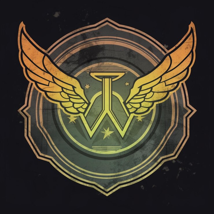 Foto un primer plano de un logotipo con un diseño alado ai generativo