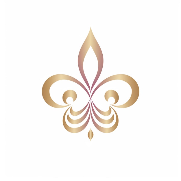 Foto un primer plano de un logotipo de flor de lis dorado sobre un fondo blanco ai generativo