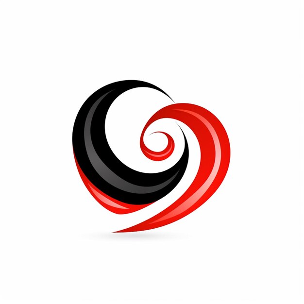 Un primer plano de un logotipo de remolino rojo y negro sobre un ai generativo de fondo blanco